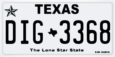 TX license plate DIG3368