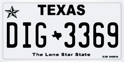 TX license plate DIG3369