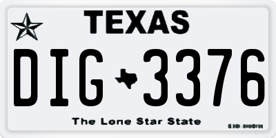 TX license plate DIG3376