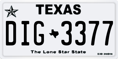 TX license plate DIG3377