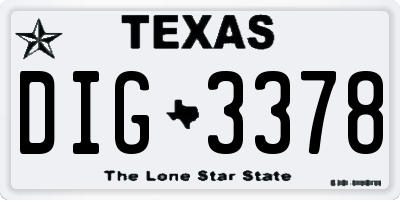 TX license plate DIG3378