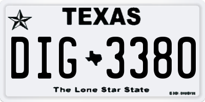 TX license plate DIG3380