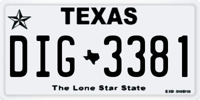 TX license plate DIG3381