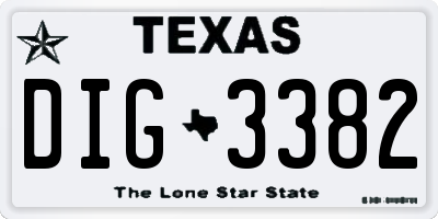 TX license plate DIG3382