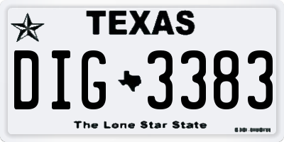 TX license plate DIG3383