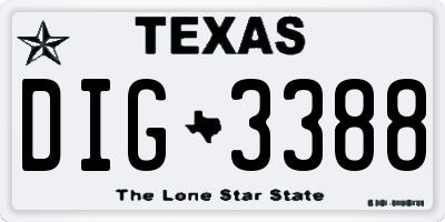 TX license plate DIG3388
