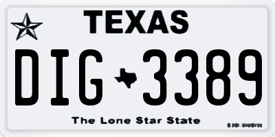 TX license plate DIG3389