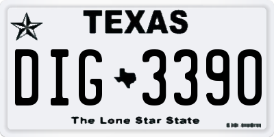 TX license plate DIG3390