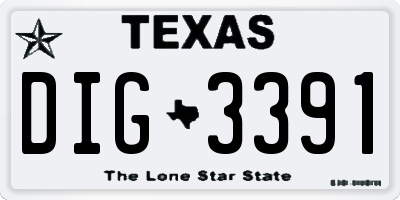 TX license plate DIG3391