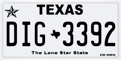TX license plate DIG3392