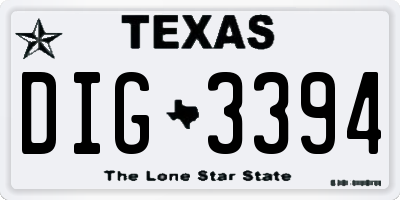TX license plate DIG3394