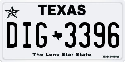 TX license plate DIG3396