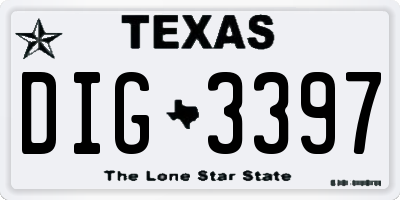TX license plate DIG3397