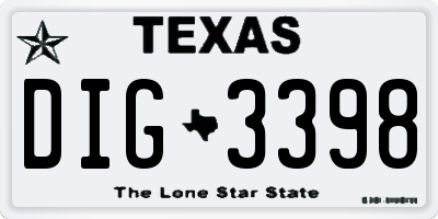 TX license plate DIG3398