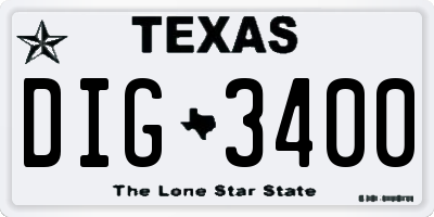 TX license plate DIG3400