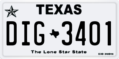 TX license plate DIG3401