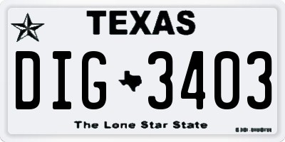TX license plate DIG3403