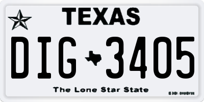 TX license plate DIG3405