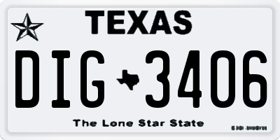 TX license plate DIG3406