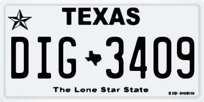 TX license plate DIG3409