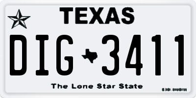 TX license plate DIG3411