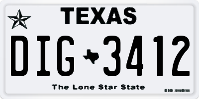 TX license plate DIG3412