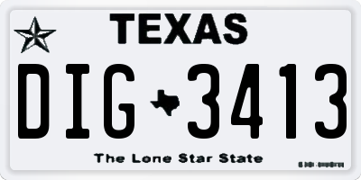 TX license plate DIG3413