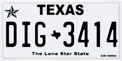 TX license plate DIG3414