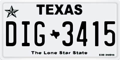 TX license plate DIG3415