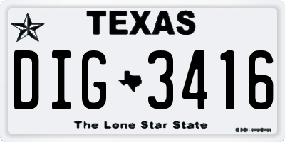 TX license plate DIG3416