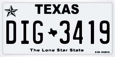 TX license plate DIG3419