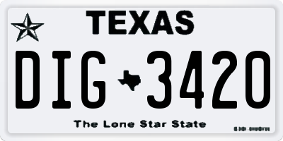 TX license plate DIG3420