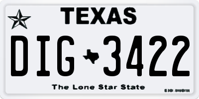 TX license plate DIG3422