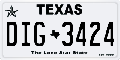TX license plate DIG3424