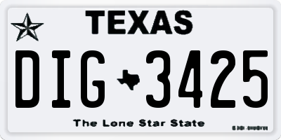 TX license plate DIG3425