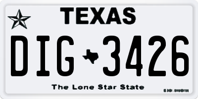 TX license plate DIG3426