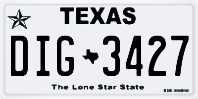 TX license plate DIG3427