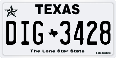 TX license plate DIG3428