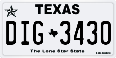 TX license plate DIG3430