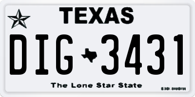 TX license plate DIG3431