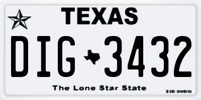 TX license plate DIG3432
