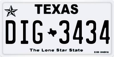 TX license plate DIG3434