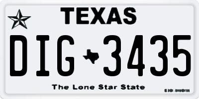 TX license plate DIG3435