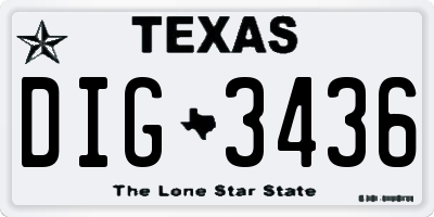 TX license plate DIG3436