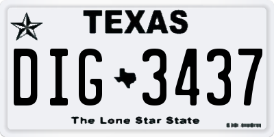 TX license plate DIG3437