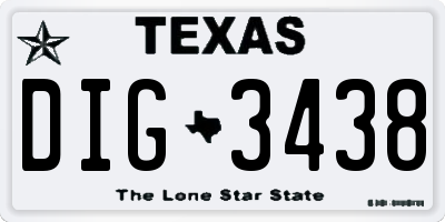 TX license plate DIG3438