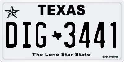 TX license plate DIG3441