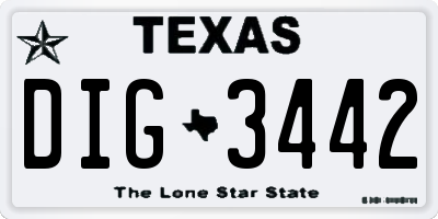 TX license plate DIG3442
