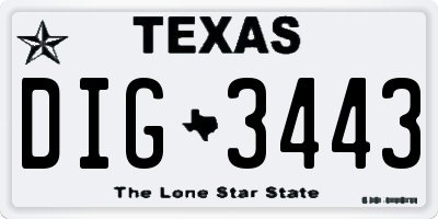 TX license plate DIG3443