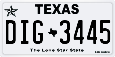 TX license plate DIG3445